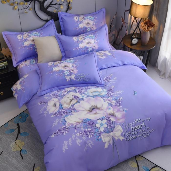 91家纺网 家纺一手货源 找家纺 雲归梦 2020新款13372全棉大版四件套 蝴蝶之夏-紫