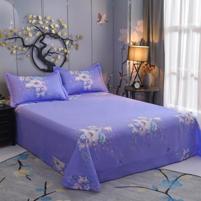 91家纺网 家纺一手货源 找家纺 雲归梦 2020新款13372全棉大版四件套 蝴蝶之夏-紫