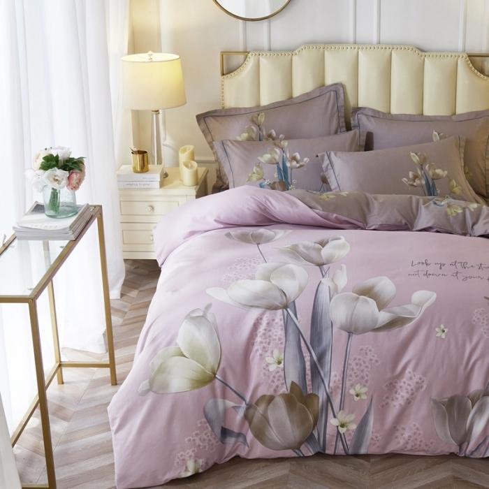 91家纺网 家纺一手货源 找家纺 雲归梦 2020新款13372全棉大版四件套 花的盛宴-紫