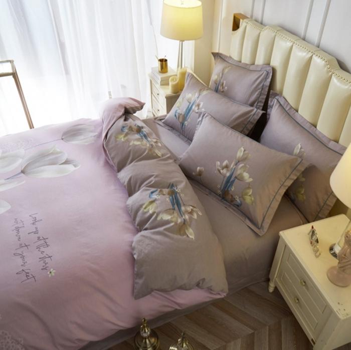 91家纺网 家纺一手货源 找家纺 雲归梦 2020新款13372全棉大版四件套 花的盛宴-紫