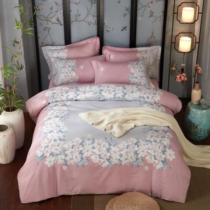 雲归梦 2020新款13372全棉大版四件套 花园假期-粉