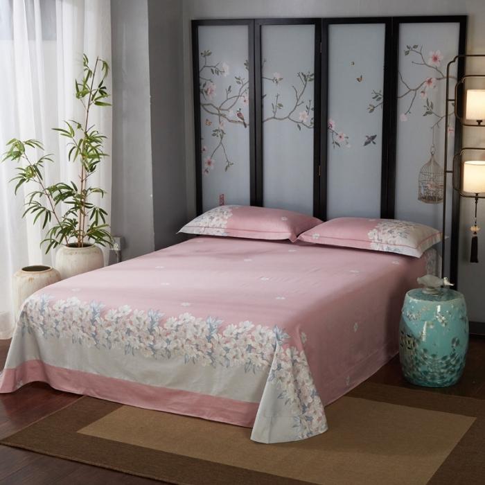 91家纺网 家纺一手货源 找家纺 雲归梦 2020新款13372全棉大版四件套 花园假期-粉