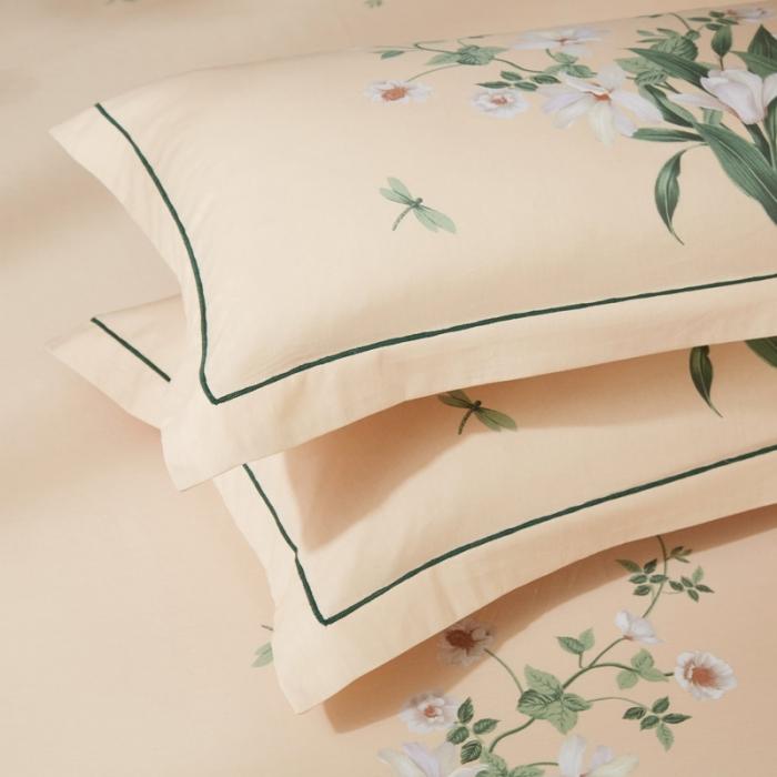 91家纺网 家纺一手货源 找家纺 雲归梦 2020新款13372全棉大版四件套 清新百合