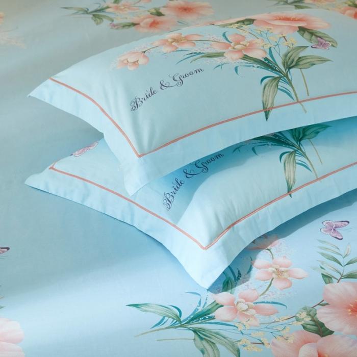 91家纺网 家纺一手货源 找家纺 雲归梦 2020新款13372全棉大版四件套 盛世花香-蓝