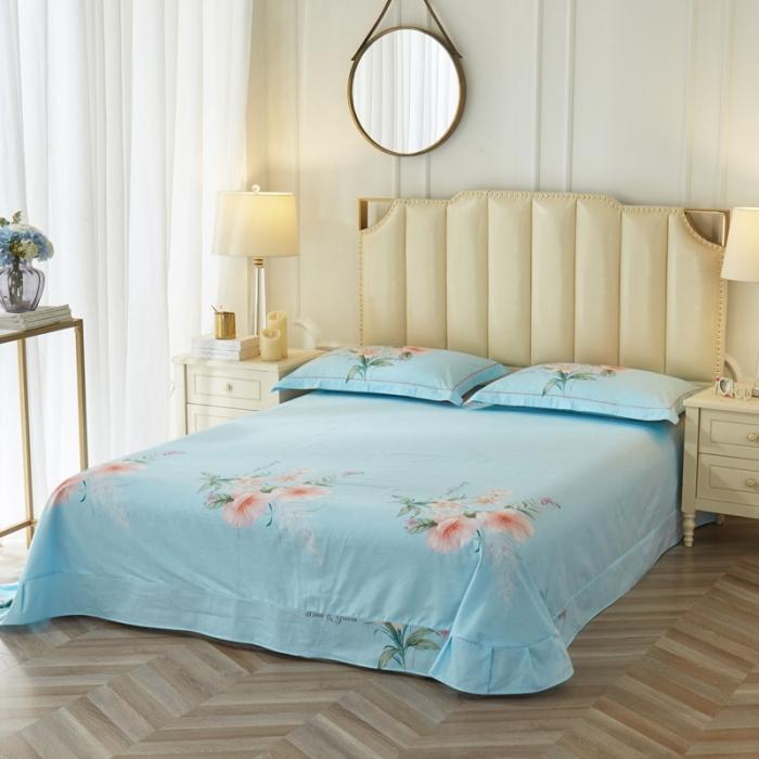 91家纺网 家纺一手货源 找家纺 雲归梦 2020新款13372全棉大版四件套 盛世花香-蓝