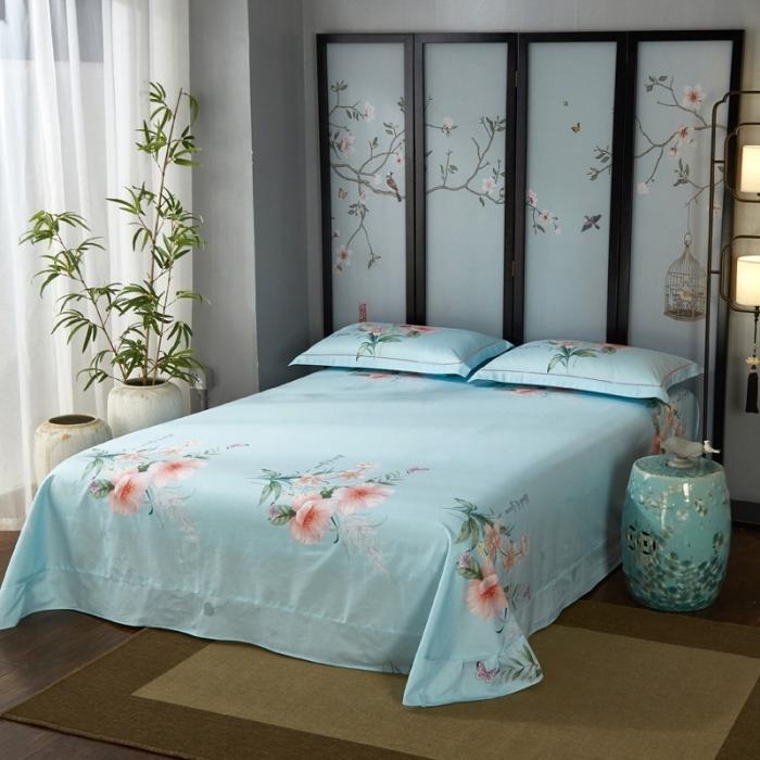 91家纺网 家纺一手货源 找家纺 雲归梦 2020新款13372全棉大版四件套 盛世天香-黄