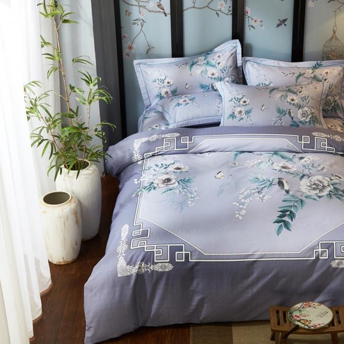 91家纺网 家纺一手货源 找家纺 雲归梦 2020新款13372全棉大版四件套 听风忆雪
