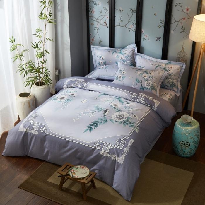 91家纺网 家纺一手货源 找家纺 雲归梦 2020新款13372全棉大版四件套 听风忆雪