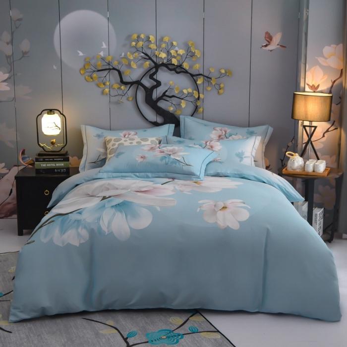 91家纺网 家纺一手货源 找家纺 雲归梦 2020新款13372全棉大版四件套 万紫千红-蓝