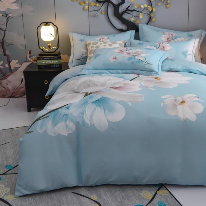 91家纺网 家纺一手货源 找家纺 雲归梦 2020新款13372全棉大版四件套 万紫千红-蓝