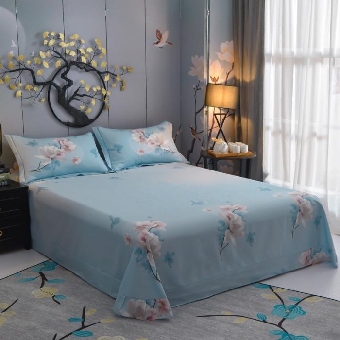 91家纺网 家纺一手货源 找家纺 雲归梦 2020新款13372全棉大版四件套 万紫千红-蓝