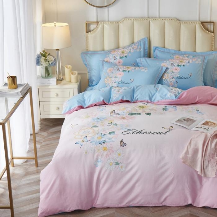 91家纺网 家纺一手货源 找家纺 雲归梦 2020新款13372全棉大版四件套 舞清风-粉