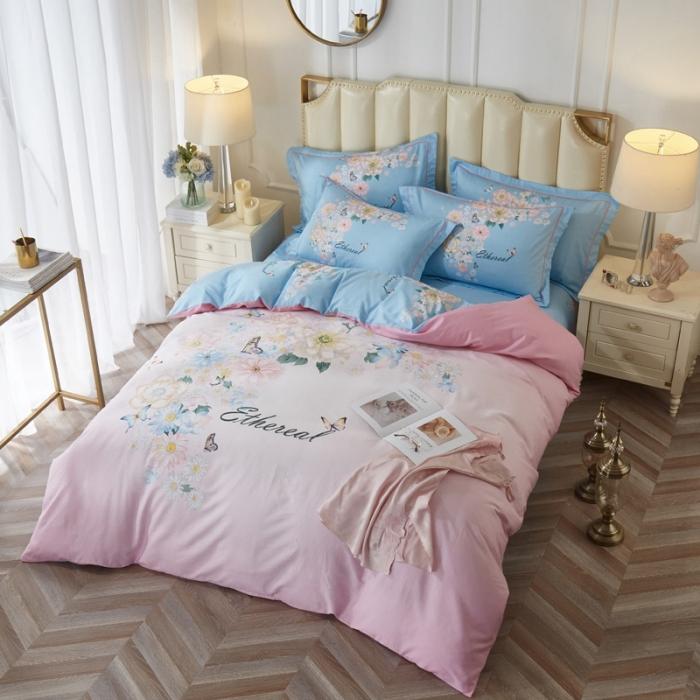 91家纺网 家纺一手货源 找家纺 雲归梦 2020新款13372全棉大版四件套 舞清风-粉