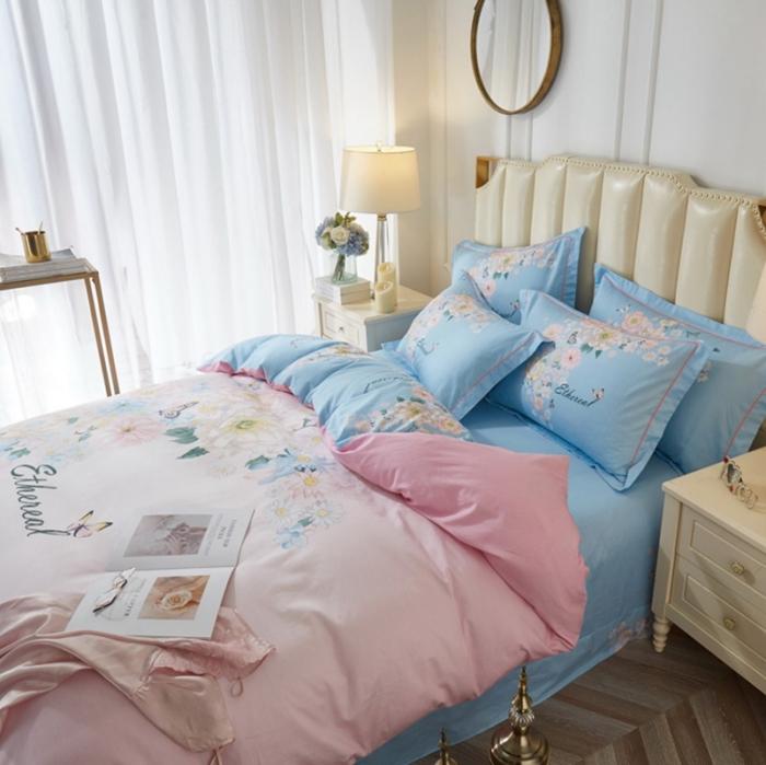 91家纺网 家纺一手货源 找家纺 雲归梦 2020新款13372全棉大版四件套 舞清风-粉