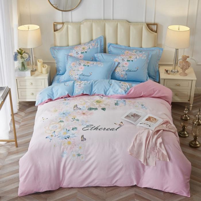 91家纺网 家纺一手货源 找家纺 雲归梦 2020新款13372全棉大版四件套 舞清风-粉