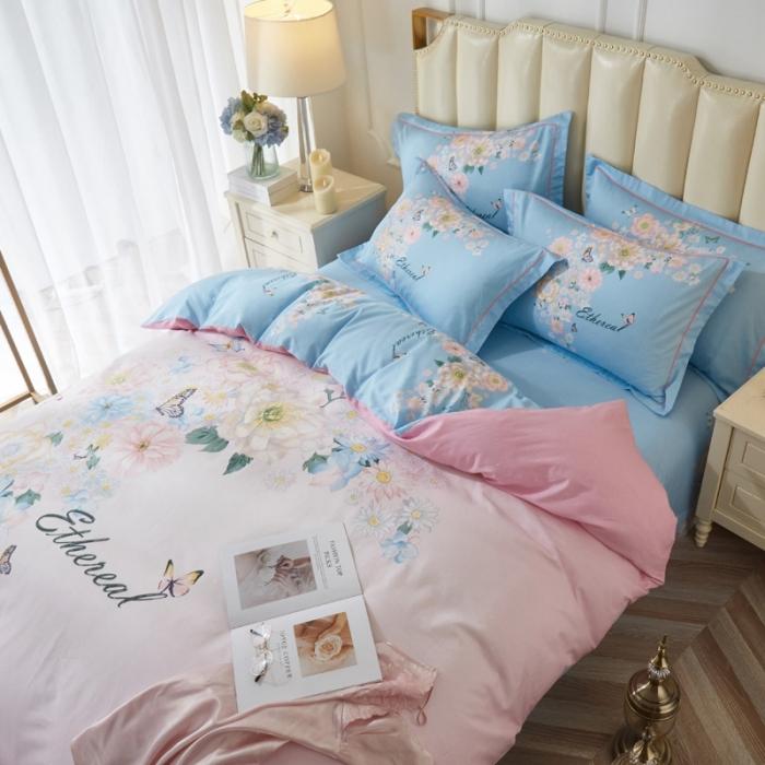 91家纺网 家纺一手货源 找家纺 雲归梦 2020新款13372全棉大版四件套 舞清风-粉