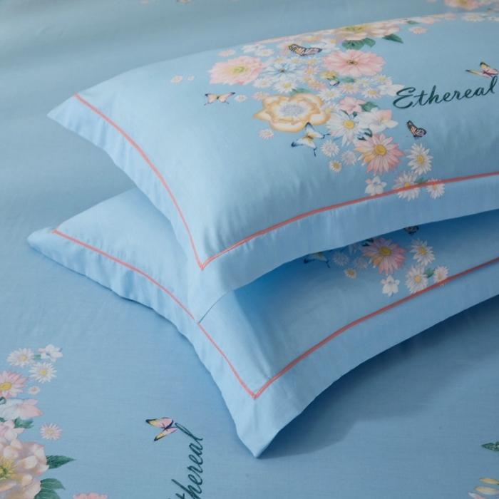 91家纺网 家纺一手货源 找家纺 雲归梦 2020新款13372全棉大版四件套 舞清风-蓝