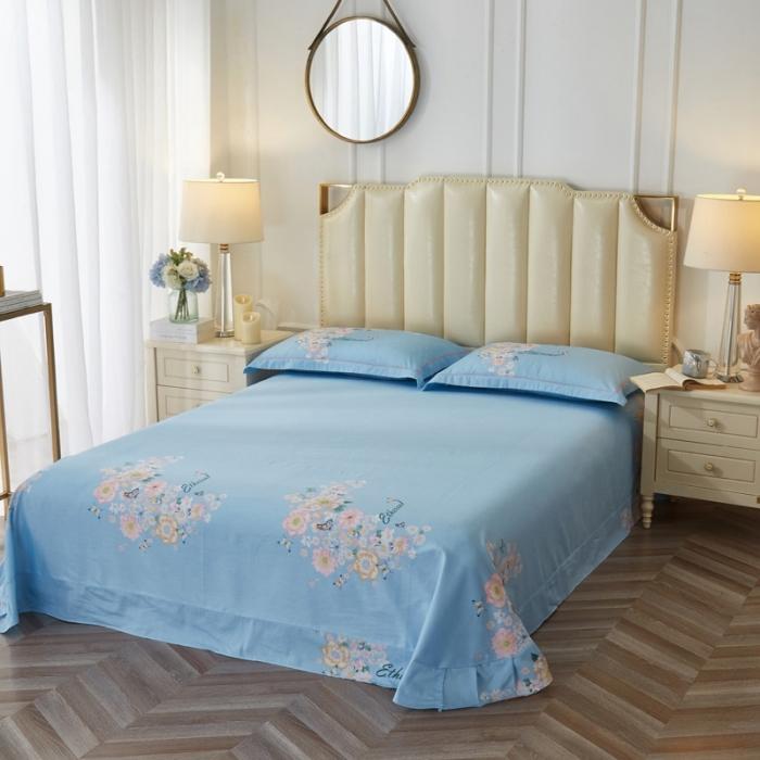 91家纺网 家纺一手货源 找家纺 雲归梦 2020新款13372全棉大版四件套 舞清风-蓝