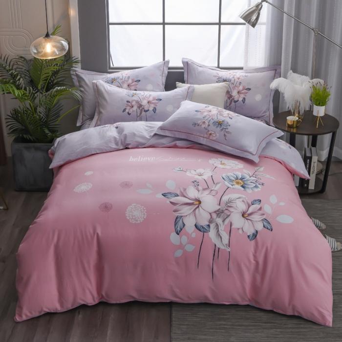 91家纺网 家纺一手货源 找家纺 雲归梦 2020新款13372全棉大版四件套 一抹清香-粉