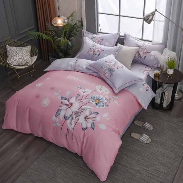 91家纺网 家纺一手货源 找家纺 雲归梦 2020新款13372全棉大版四件套 一抹清香-粉