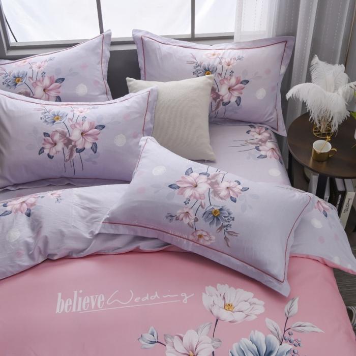 91家纺网 家纺一手货源 找家纺 雲归梦 2020新款13372全棉大版四件套 一抹清香-粉