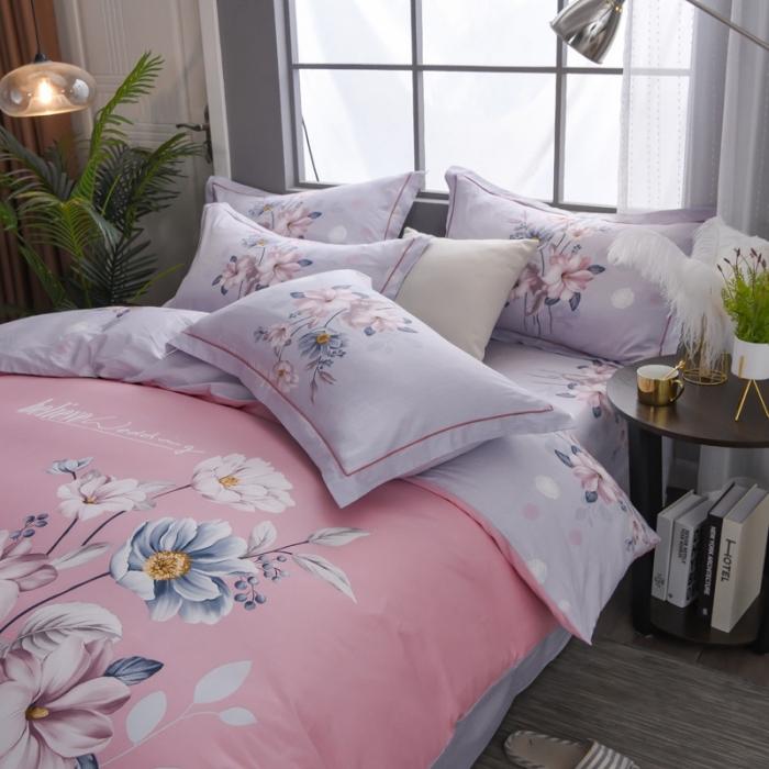 91家纺网 家纺一手货源 找家纺 雲归梦 2020新款13372全棉大版四件套 一抹清香-粉