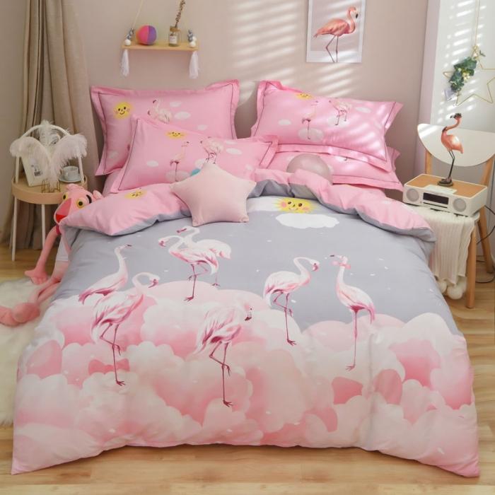 91家纺网 家纺一手货源 找家纺 雲归梦 2020新款13372全棉大版四件套 爱情鸟