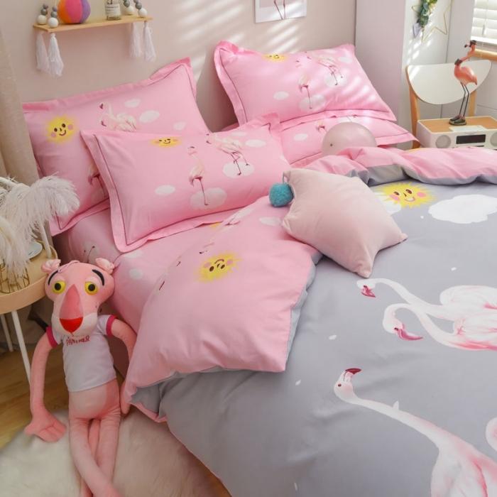 91家纺网 家纺一手货源 找家纺 雲归梦 2020新款13372全棉大版四件套 爱情鸟