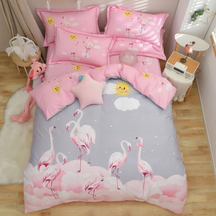 91家纺网 家纺一手货源 找家纺 雲归梦 2020新款13372全棉大版四件套 爱情鸟