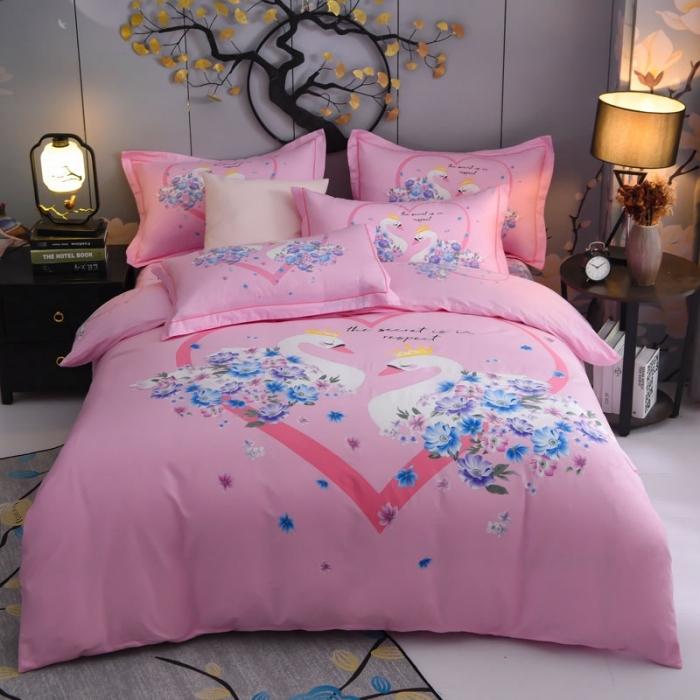 91家纺网 家纺一手货源 找家纺 雲归梦 2020新款13372全棉大版四件套 天鹅湖畔