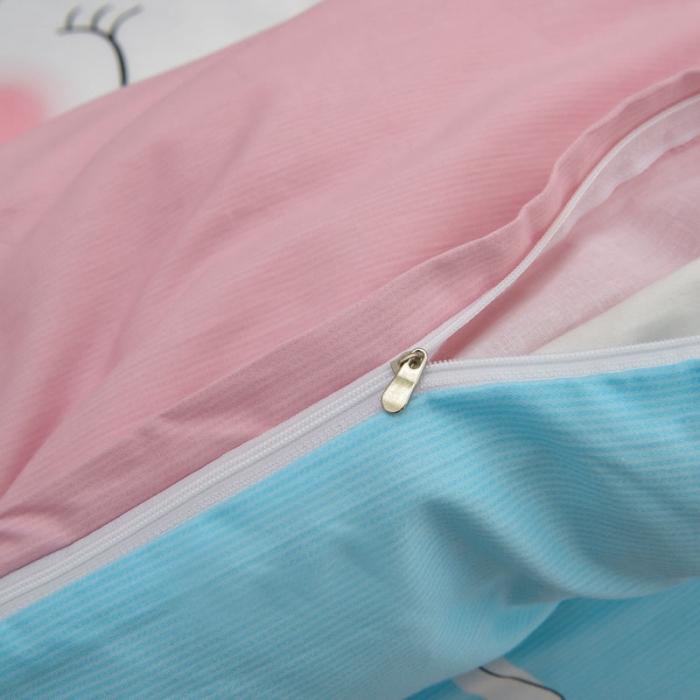 91家纺网 家纺一手货源 找家纺 雲归梦 2020新款13372全棉大版四件套 微笑萌心-粉