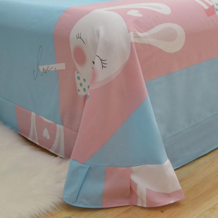 91家纺网 家纺一手货源 找家纺 雲归梦 2020新款13372全棉大版四件套 微笑萌心-粉