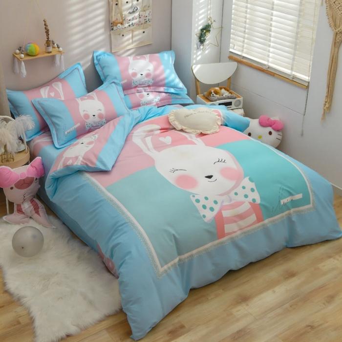 91家纺网 家纺一手货源 找家纺 雲归梦 2020新款13372全棉大版四件套 微笑萌心-兰