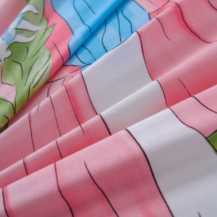 91家纺网 家纺一手货源 找家纺 雲归梦 2020新款13372全棉大版四件套 鲜花姑娘-粉