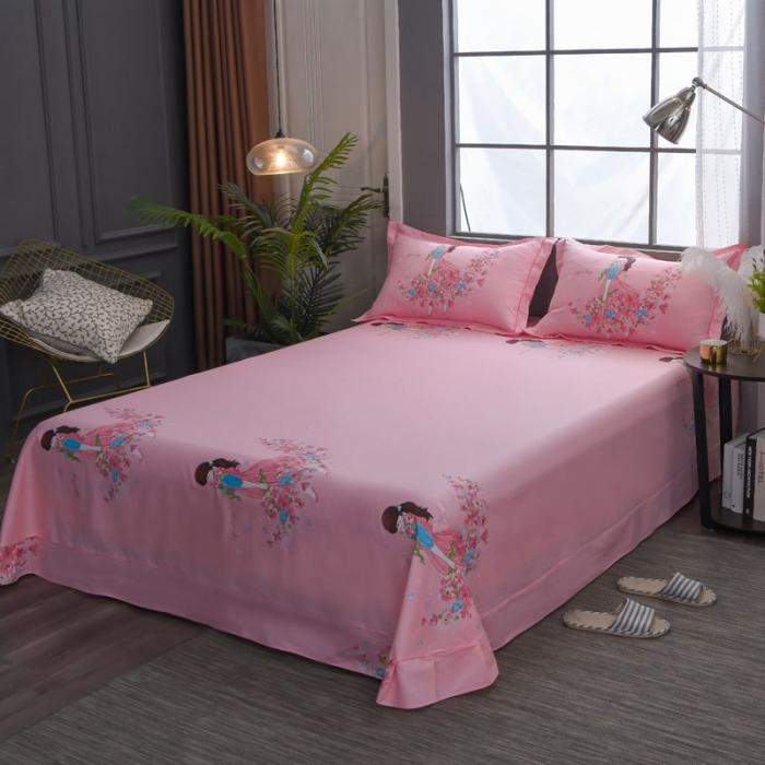 91家纺网 家纺一手货源 找家纺 雲归梦 2020新款13372全棉大版四件套 鲜花姑娘-粉