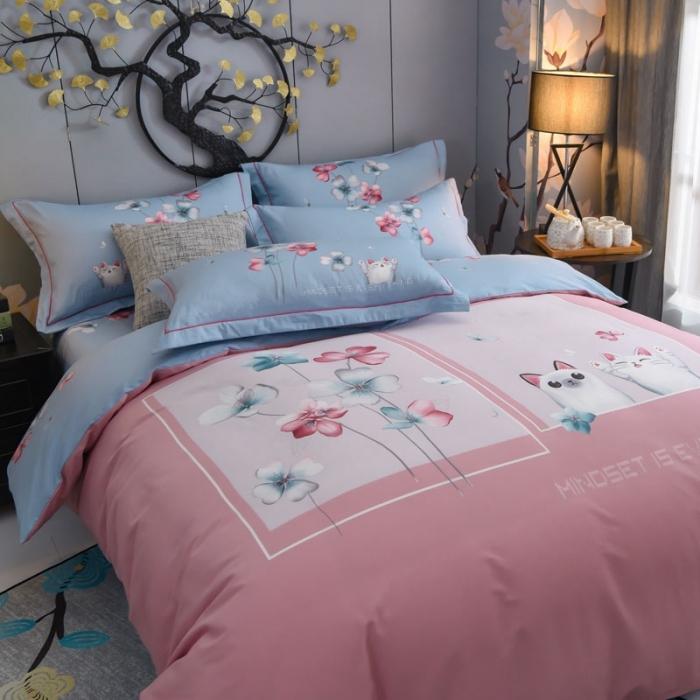 91家纺网 家纺一手货源 找家纺 雲归梦 2020新款13372全棉大版四件套 小甜心粉