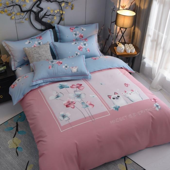 91家纺网 家纺一手货源 找家纺 雲归梦 2020新款13372全棉大版四件套 小甜心粉