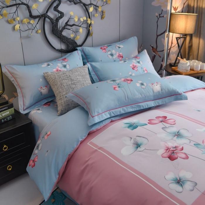 91家纺网 家纺一手货源 找家纺 雲归梦 2020新款13372全棉大版四件套 小甜心粉