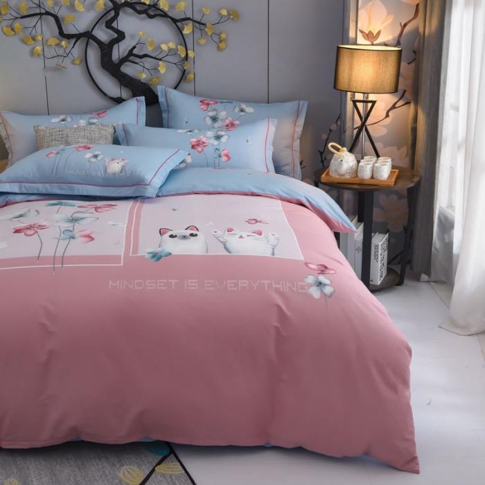 91家纺网 家纺一手货源 找家纺 雲归梦 2020新款13372全棉大版四件套 小甜心粉