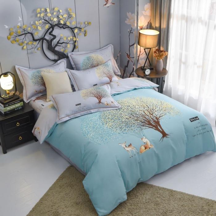 91家纺网 家纺一手货源 找家纺 雲归梦 2020新款13372全棉大版四件套 许愿树