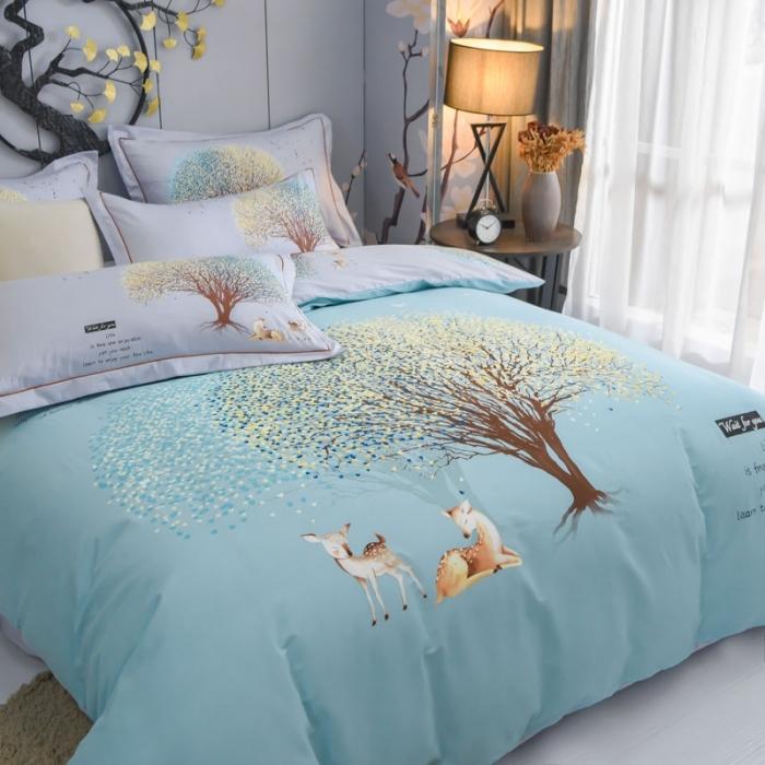 91家纺网 家纺一手货源 找家纺 雲归梦 2020新款13372全棉大版四件套 许愿树