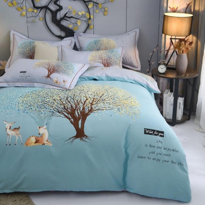 91家纺网 家纺一手货源 找家纺 雲归梦 2020新款13372全棉大版四件套 许愿树