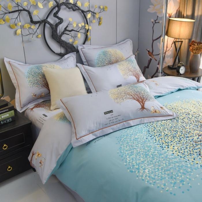 91家纺网 家纺一手货源 找家纺 雲归梦 2020新款13372全棉大版四件套 许愿树