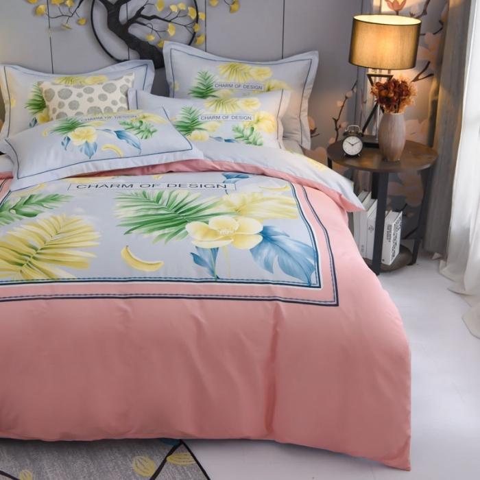 91家纺网 家纺一手货源 找家纺 雲归梦 2020新款13372全棉大版四件套 叶语