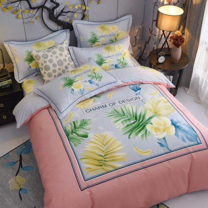 91家纺网 家纺一手货源 找家纺 雲归梦 2020新款13372全棉大版四件套 叶语