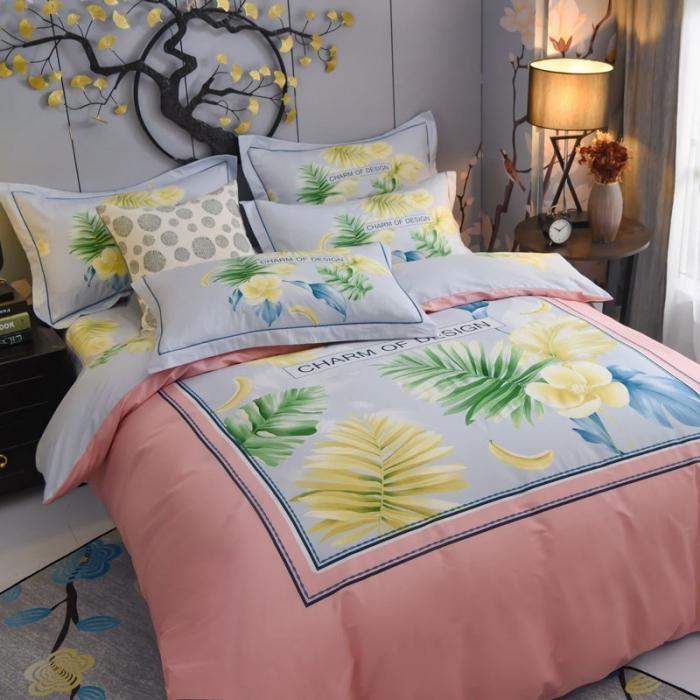 91家纺网 家纺一手货源 找家纺 雲归梦 2020新款13372全棉大版四件套 叶语