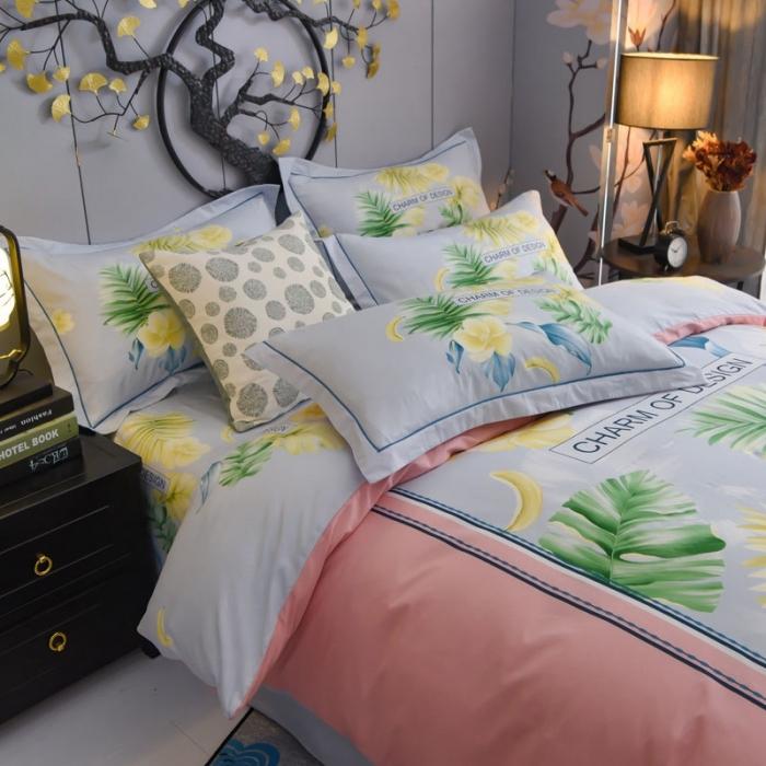 91家纺网 家纺一手货源 找家纺 雲归梦 2020新款13372全棉大版四件套 叶语