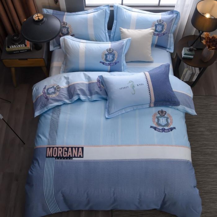 91家纺网 家纺一手货源 找家纺 雲归梦 2020新款13372全棉大版四件套 卡诺-蓝