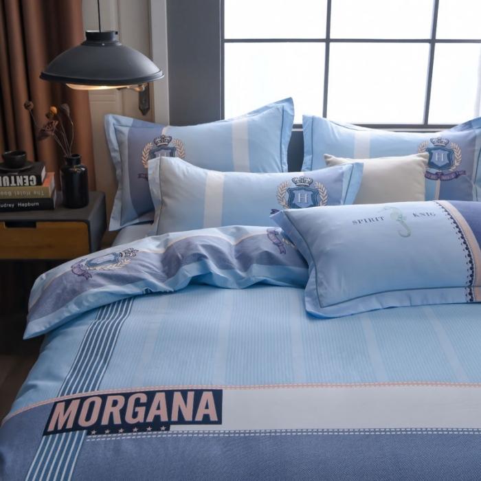 91家纺网 家纺一手货源 找家纺 雲归梦 2020新款13372全棉大版四件套 卡诺-蓝