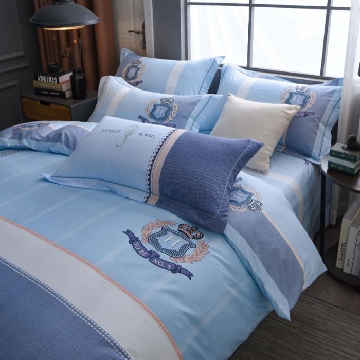 91家纺网 家纺一手货源 找家纺 雲归梦 2020新款13372全棉大版四件套 卡诺-蓝